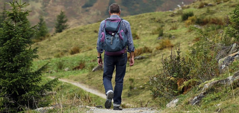 Wanderer auf Wanderweg